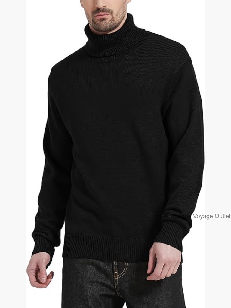 Men's Wool Blend Turtleneck Sweater Mid-Weight High Neck Pullover